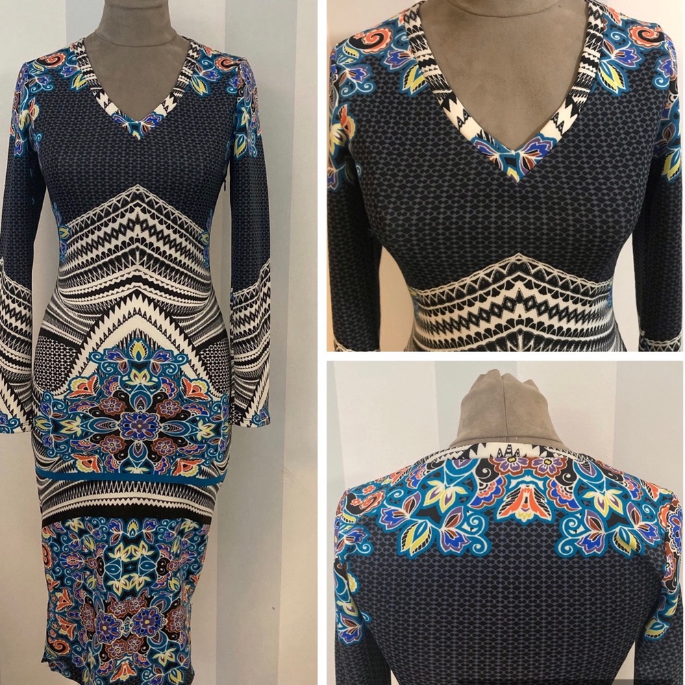 Long Sleeve Fitted Black and White Dress/Sheath